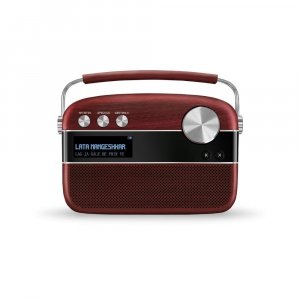 Carvaan Saregama Premium- Portable Music Player with 5000 Preloaded Songs, FM/BT/AUX (Cherrywood Red)