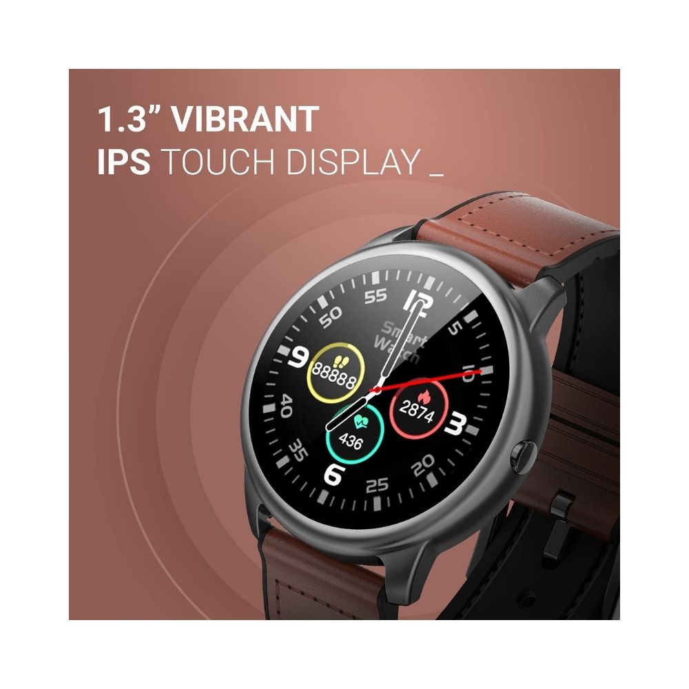 Crossbeats Orbit Bluetooth Calling Smart Watch with Metal Body and Leather Strap, Full Touch HD IPS Display - Special Edition