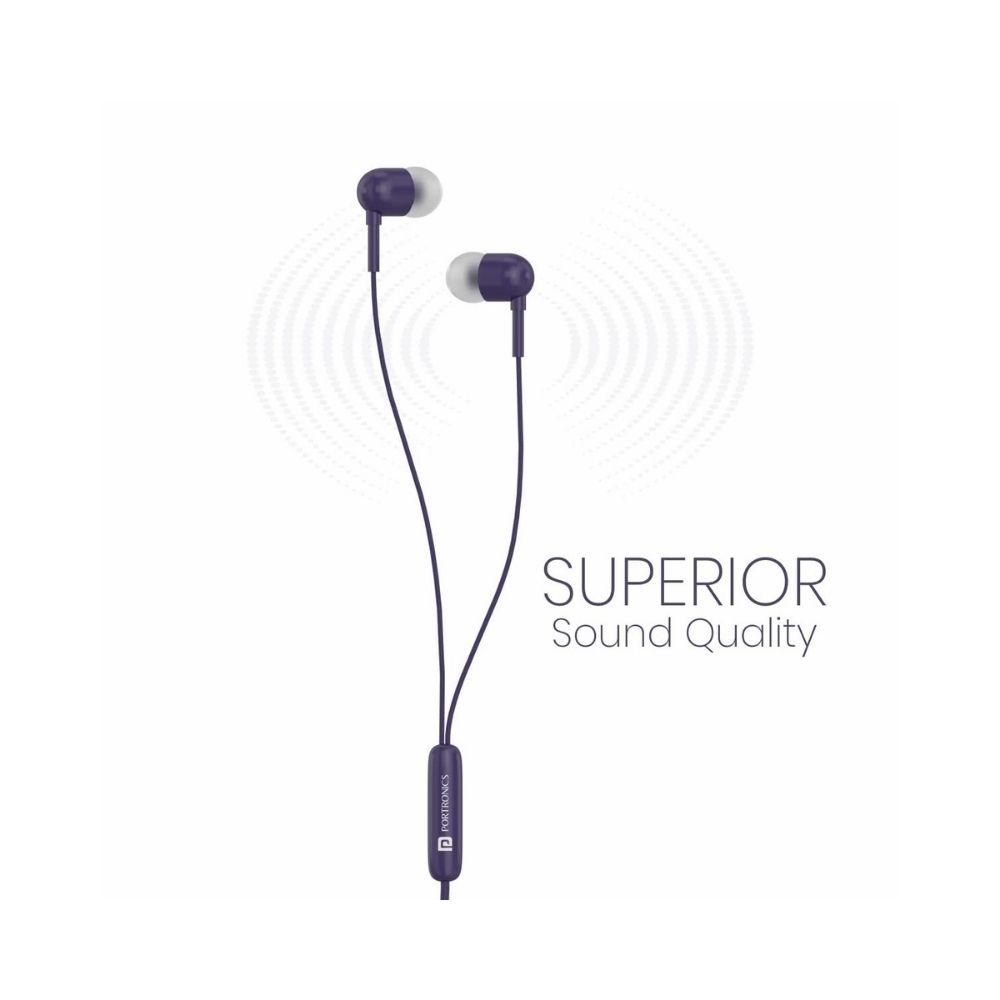 Portronics Conch 50 in-Ear Wired Earphone with Mic, 3.5mm Audio Jack(Violet)