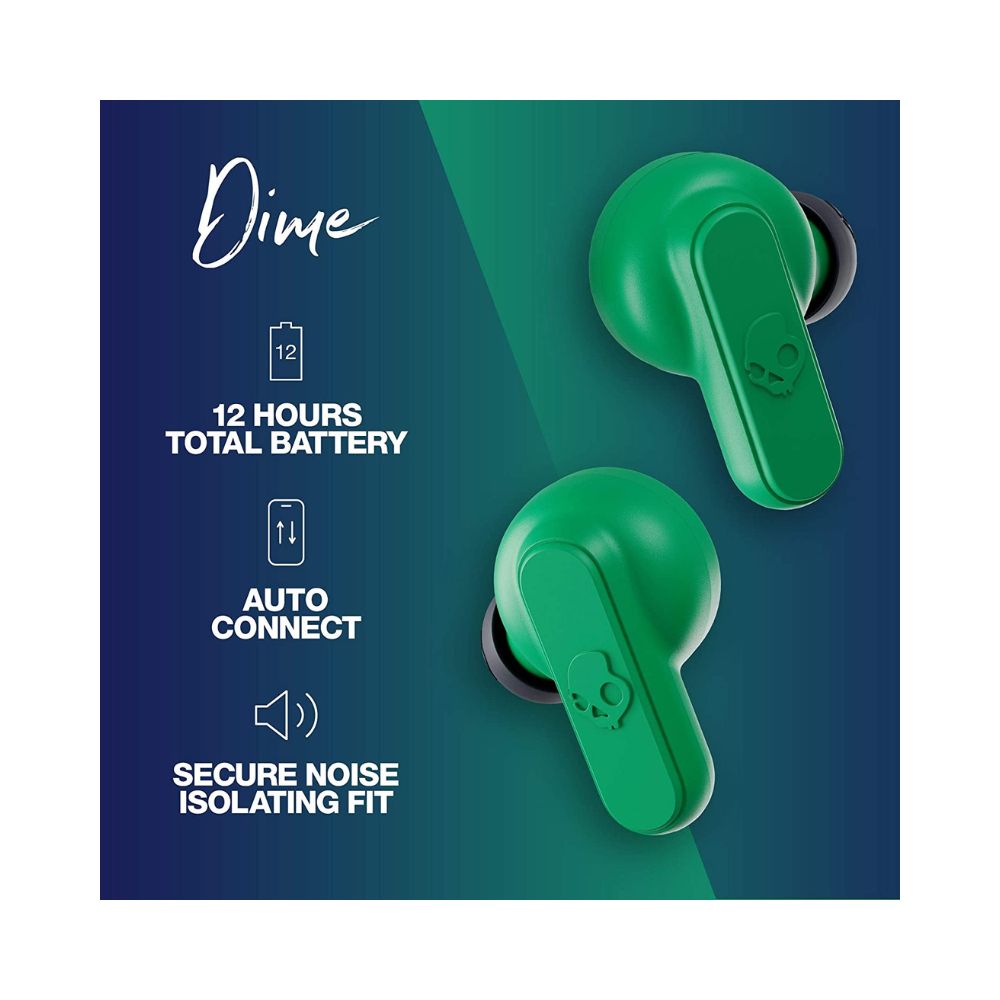 Skullcandy Dime Bluetooth Truly Wireless In Ear Earbuds With Microphone-(Blue Green)