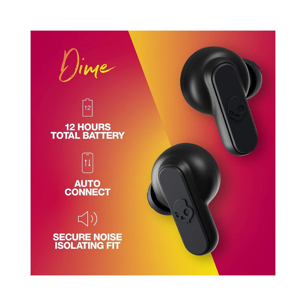 Skullcandy Dime Bluetooth Truly Wireless In Ear Earbuds With Microphone-(True Black)