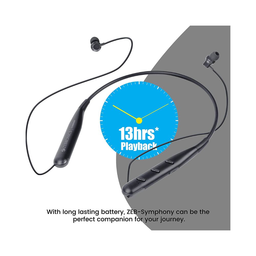 Zebronics Zeb-Symphony ​Wireless ​In Ear​ ​Neckband Earphone​ ​with 13 hrs playback time-(Black)