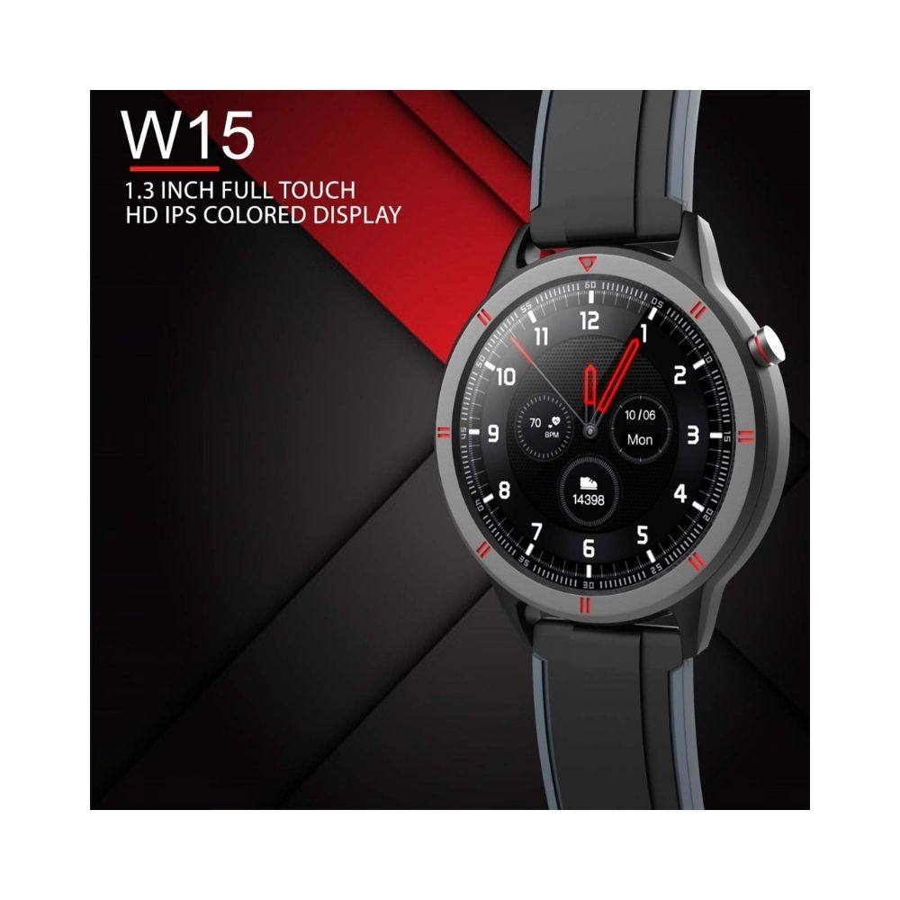 AQFIT W15 Fitness Smartwatch Activity Tracker, Waterproof, for Men and Women(Grey-Black)
