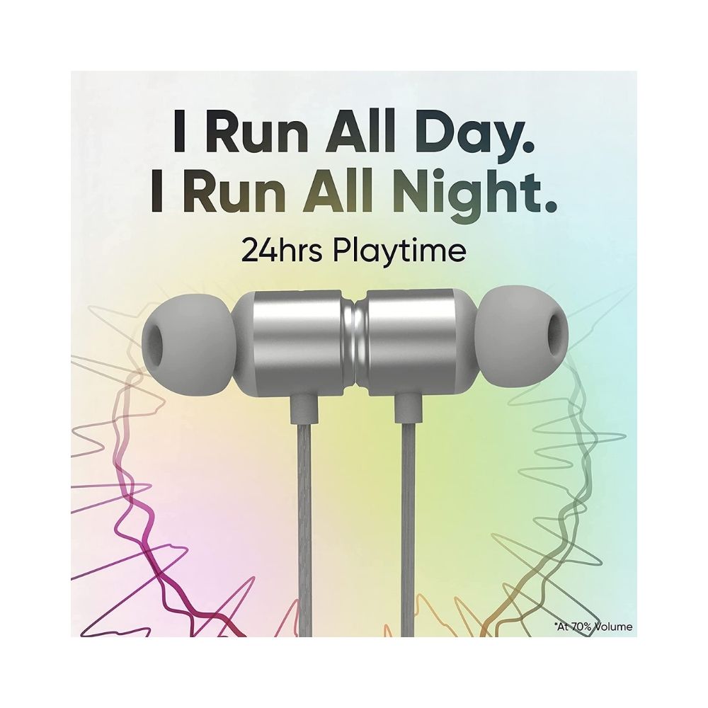Mivi Collar Flash Bluetooth Wireless in Ear Earphones,24 Hours Battery Life-(Gray)