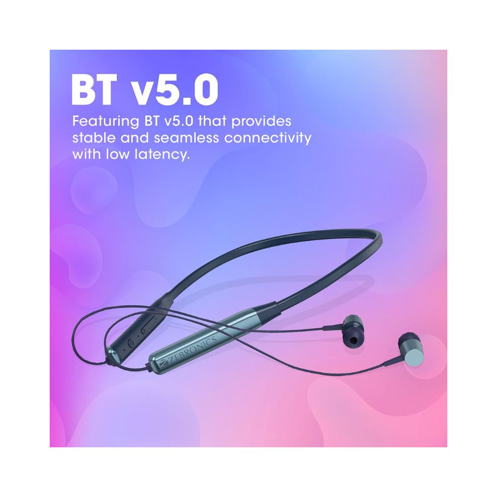 ZEBRONICS Zeb-Evolve Wireless in Ear Neckband Earphone with Supporting Bluetooth v5.0, with mic-(Metallic Blue)