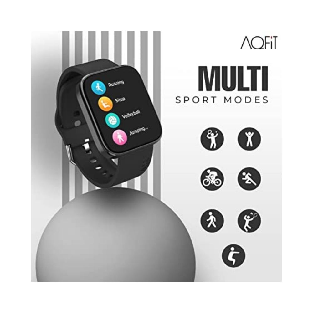 AQFIT W9 Quad Bluetooth Calling Smartwatch For Men and Women, IP67 Water Resistant (Black)