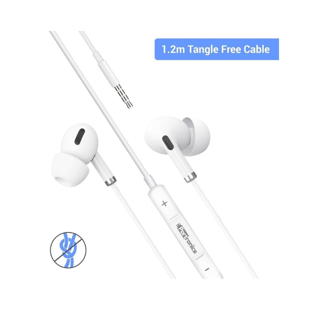 Portronics Conch Delta POR-1146 in-Ear Wired Earphone, 1.2m Tangle Free Cable-(White)