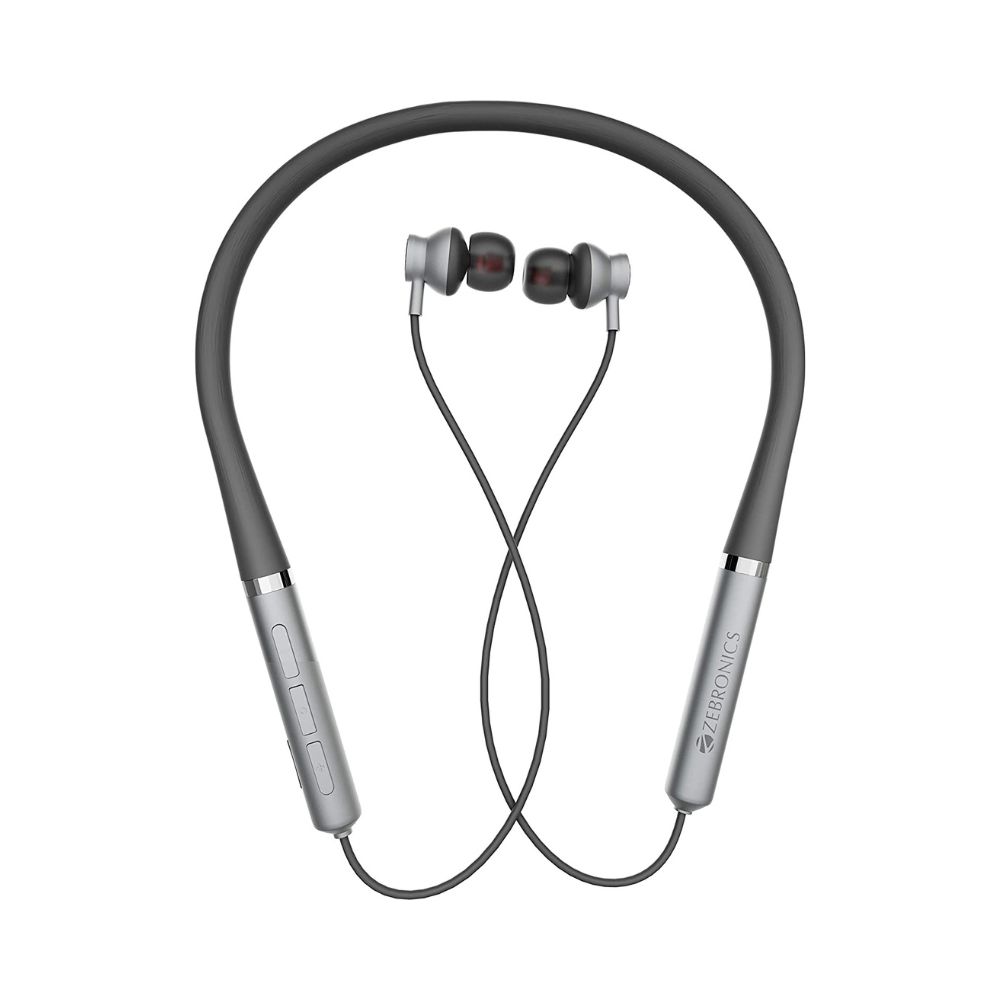 ZEBRONICS Zeb-Yoga 90 Pro Wireless Bluetooth in Ear Neckband Earphone, Type C Charging with Mic-(Grey)