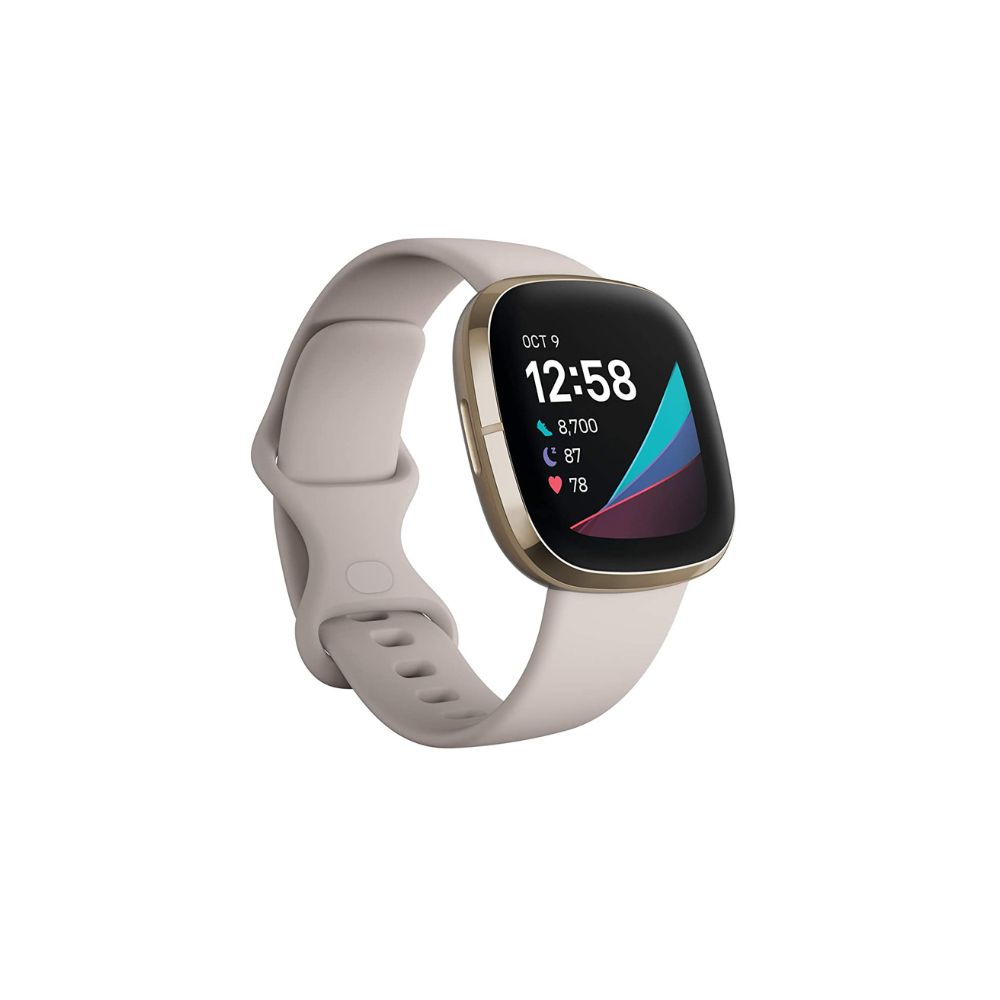 Fitbit Sense Advanced Smartwatch,  White/Gold, One Size (S & L Bands Included)