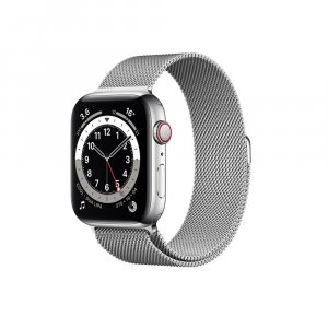Apple Watch Series 6 GPS + Cellular, 44mm Silver Stainless Steel Case with Silver Milanese Loop M09E3HN/A