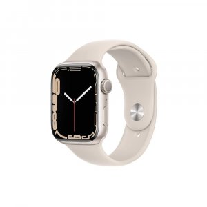 Apple Watch Series 7 GPS MKN63HN/A 45 mm Aluminium Case  (White Strap, Regular)