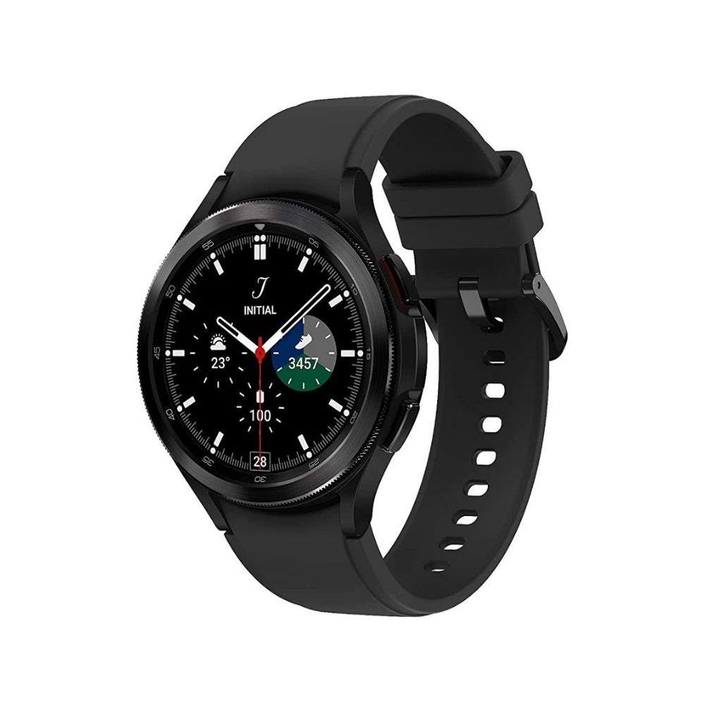 Samsung Galaxy Watch4 Classic Bluetooth (4.6cm) Smartwatch  (Black Strap, Free Size)