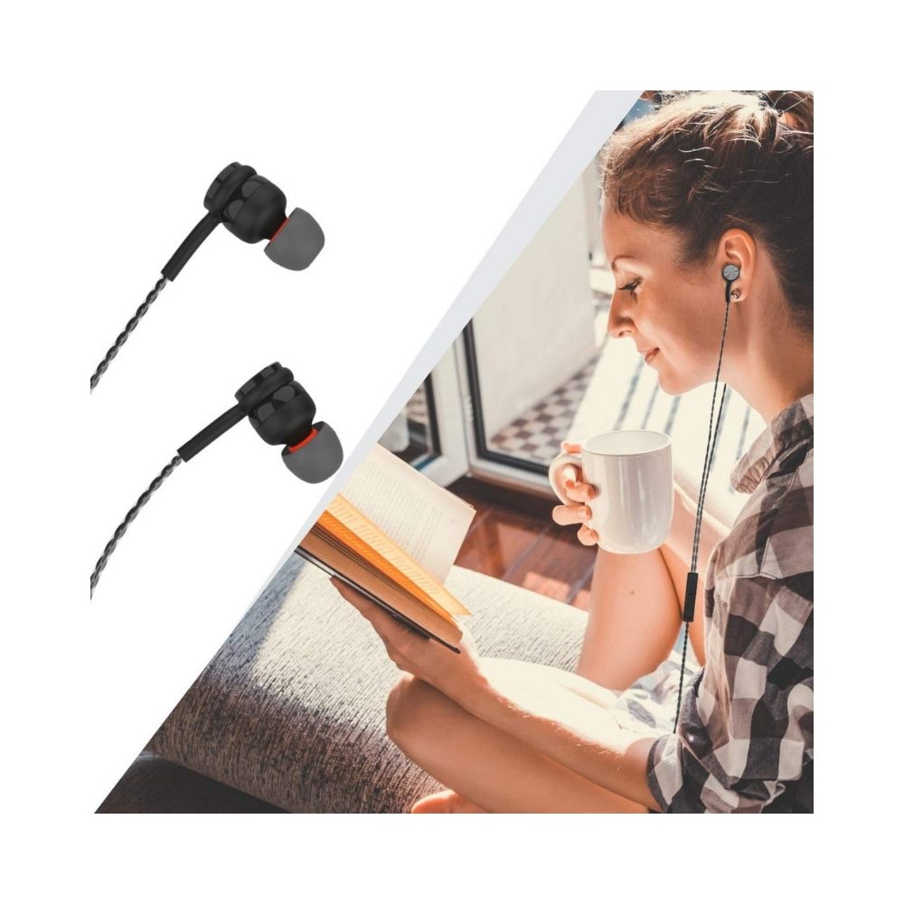 Portronics Conch Gama in-Ear Wired Earphone, 1.2m Tangle Free Cable-(Black)