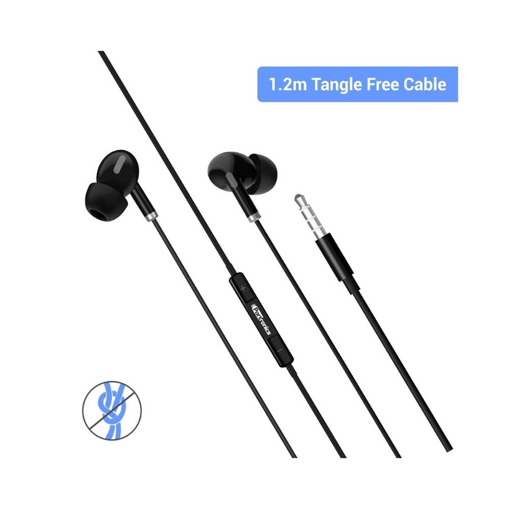 Portronics Conch Delta POR-1155 in-Ear Wired Earphone, 1.2m Tangle Free Cable-(Black)