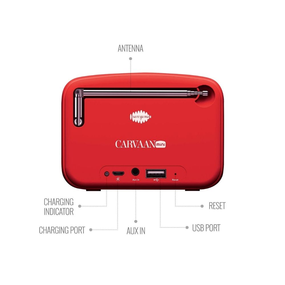 Saregama Carvaan Mini 2.0 Telugu- Music Player with Bluetooth/FM/AM/AUX (Sunset Red)