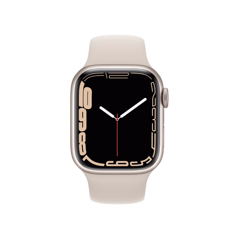Apple Watch Series 7 GPS + Cellular MKHR3HN/A 41 mm Aluminium Case  (White Strap, Regular)