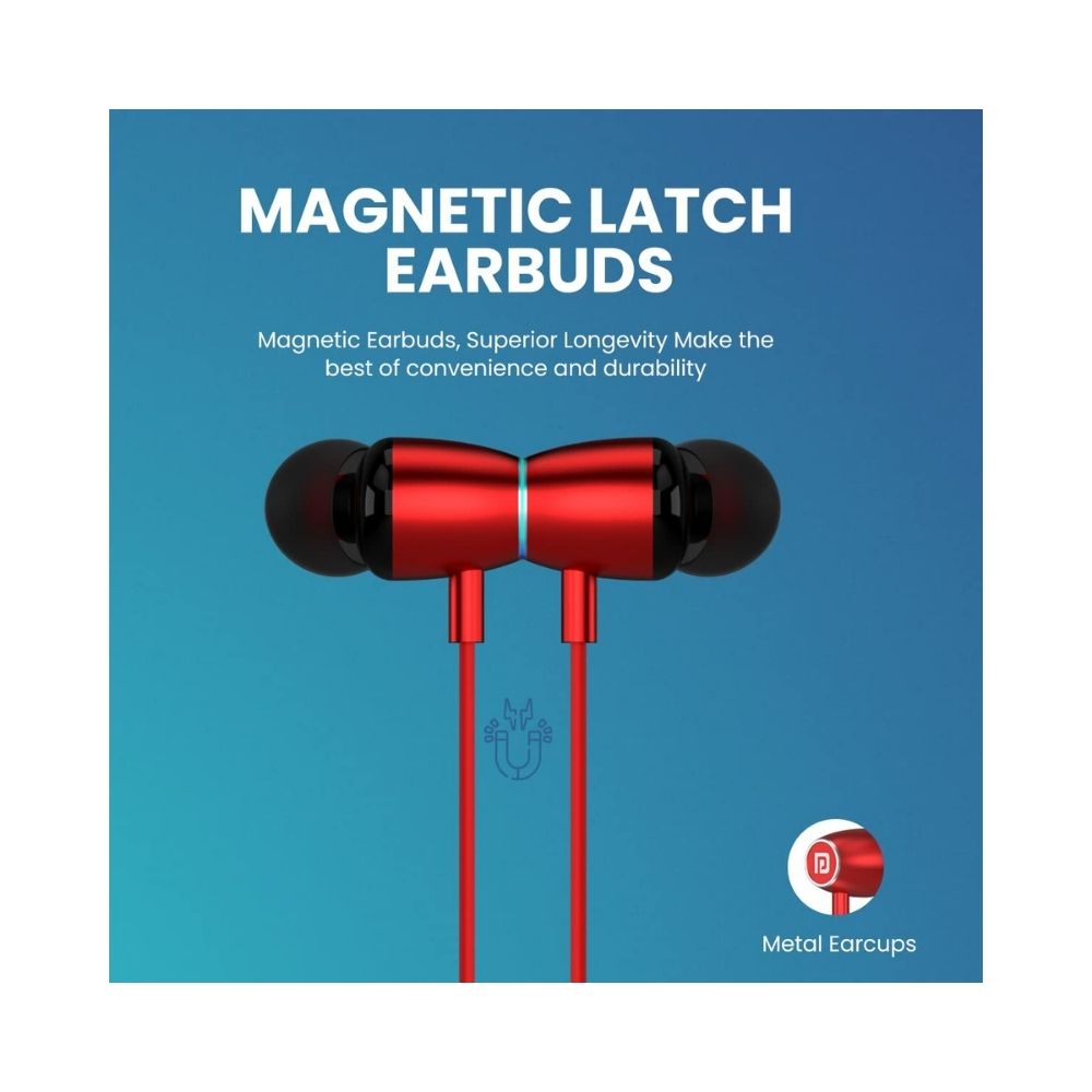Portronics Conch 80 in Ear Wired Earphones with Mic, 10mm Dynamic Drivers - (Red)