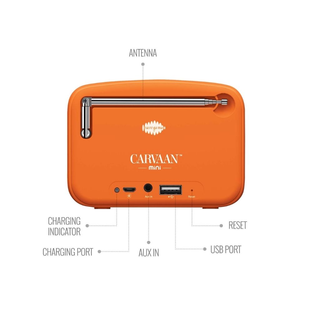 Carvaan Saregama Mini Shrimad Bhagavad Gita 50 Watt 2.0 Channel Wireless Bluetooth Outdoor Speaker (Saffron Orange)
