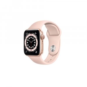 Apple Watch Series 6 GPS MG123HN/A 40 mm Gold Aluminium Case with Pink Sand Sport Band  (Pink Strap, Regular)