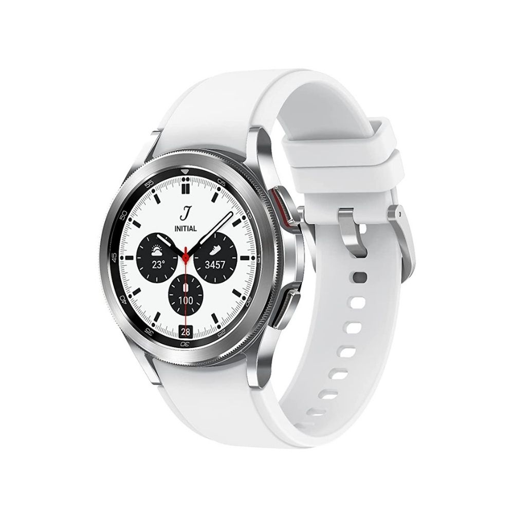 SAMSUNG Galaxy Watch4 Classic LTE (4.6cm) Smartwatch  (Silver Strap, Free Size)