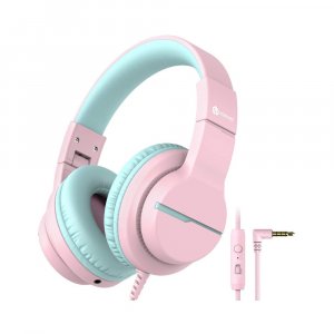 iClever HS19 kids Headphones for Girls with Microphone (Pink)
