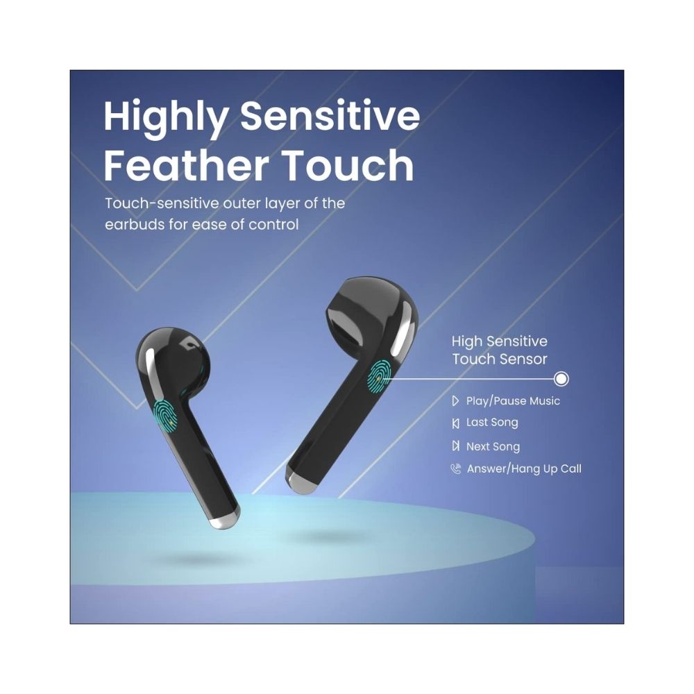 Portronics Harmonics Twins 50 Wireless Sports Earbuds with Feather Touch-(Black)