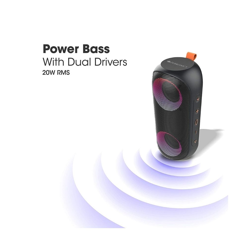 Zebronics Zeb Music Bomb X 20 W Bluetooth Speaker (Black, Stereo Channel)