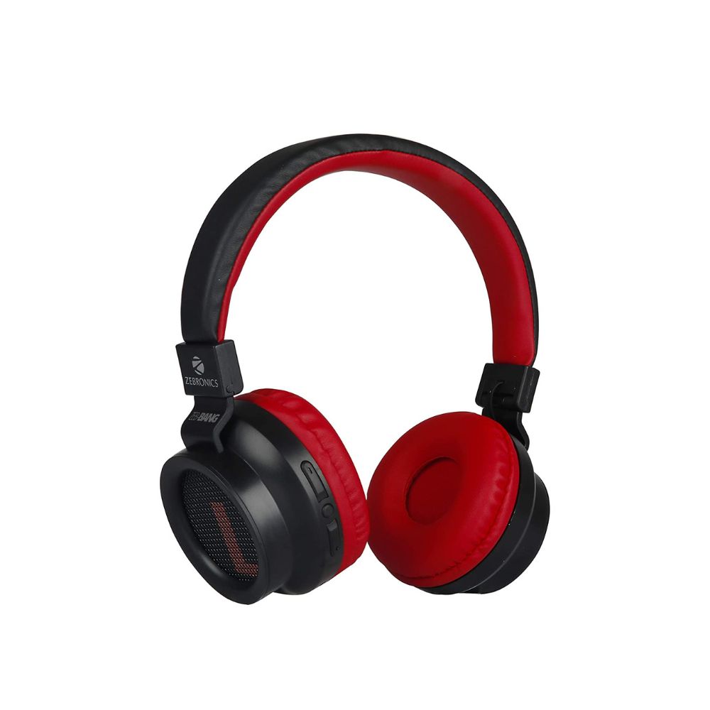 Zebronics Zeb-Bang Foldable Wireless BT Headphone Comes with 40mm Drivers-(Red)
