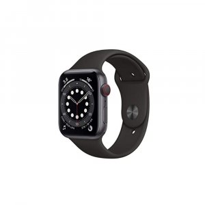 Apple Watch Series 6 GPS + Cellular MG2E3HN/A 44 mm Space Grey Aluminium Case with Black Sport Band  (Black Strap, Regular)
