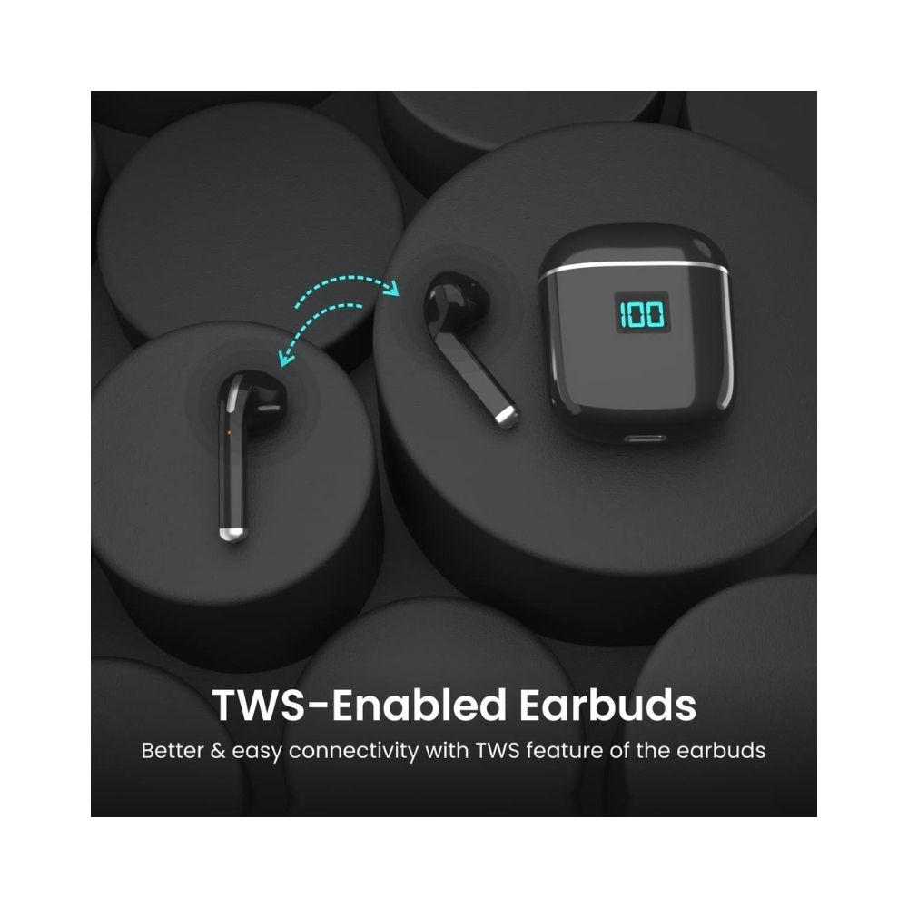 Portronics Harmonics Twins 50 Wireless Sports Earbuds with Feather Touch-(Black)