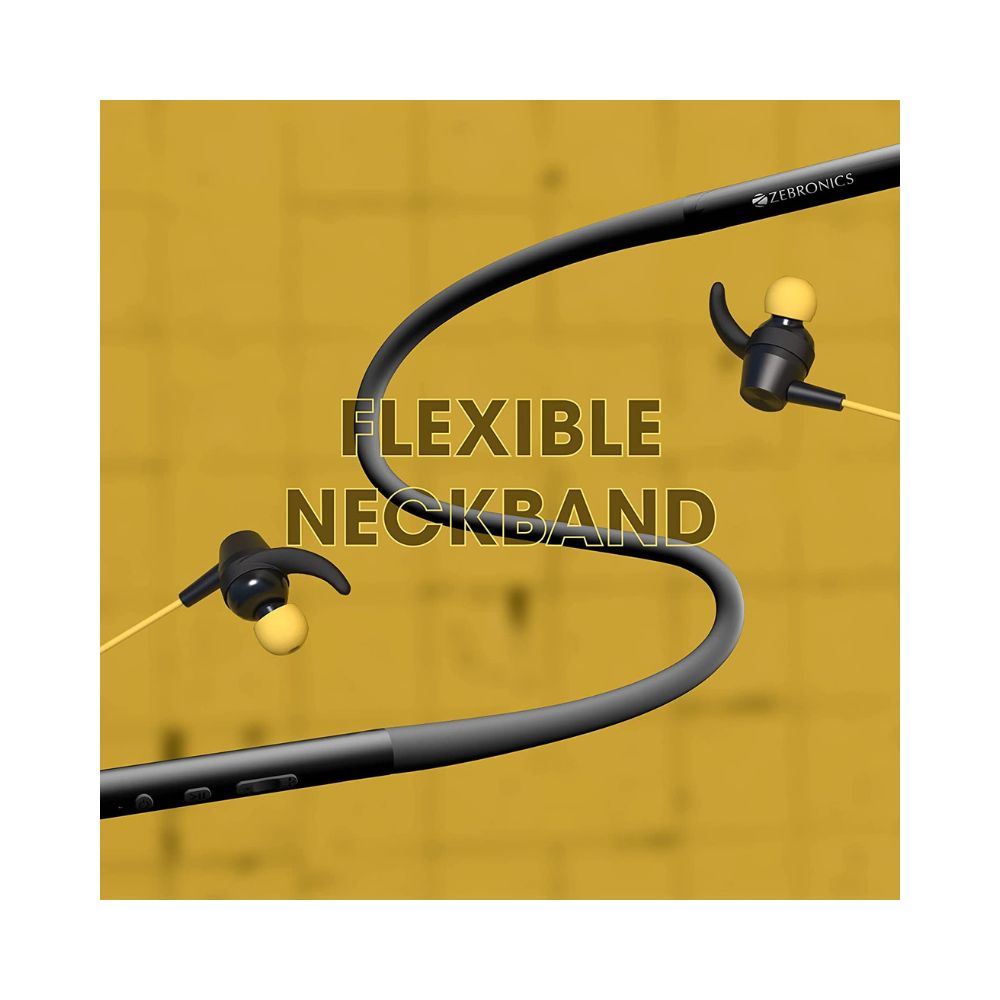 Zebronics Zeb Yoga 90 Plus Wireless in-Ear Neckband Earphone Supporting Bluetooth 5.0-(Yellow)