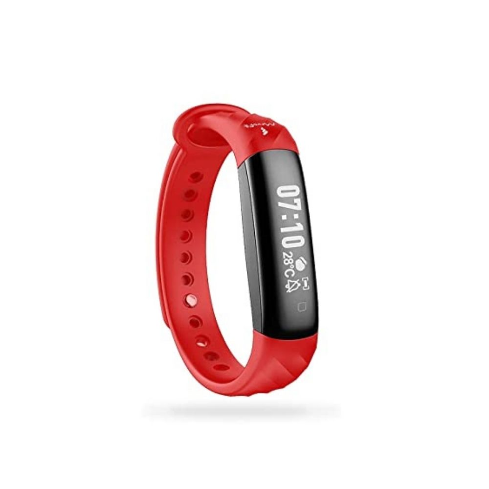 MevoFit Slim/Slim HR Fitness Band: Fitness Smartwatch and Activity Tracker for Men & Women (Slim HR - Red)