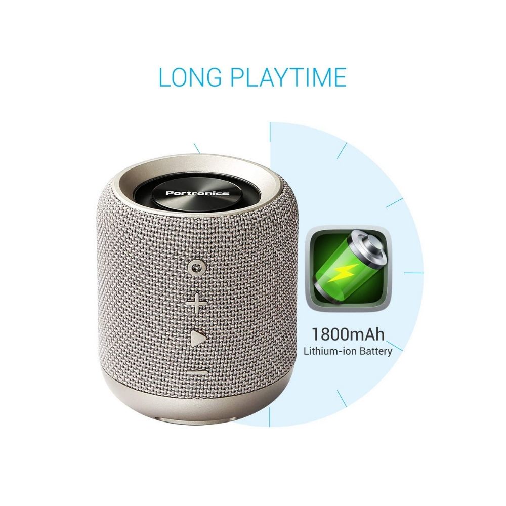 Portronics SoundDrum POR-821 Wireless Bluetooth 4.2 Stereo Speaker with FM, USB Music (Grey)