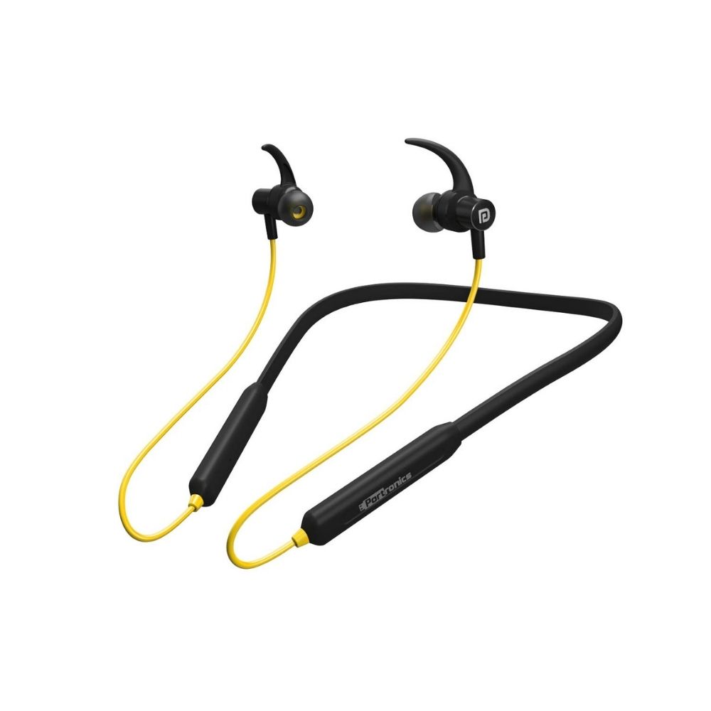Portronics Harmonics 216 HD Stereo Wireless Bluetooth 5.0 Sports Headset with High Bass-(Yellow)