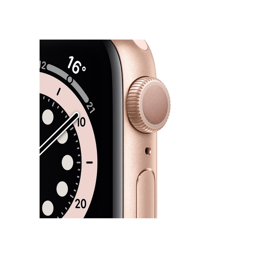 Apple Watch Series 6 GPS MG123HN/A 40 mm Gold Aluminium Case with Pink Sand Sport Band  (Pink Strap, Regular)