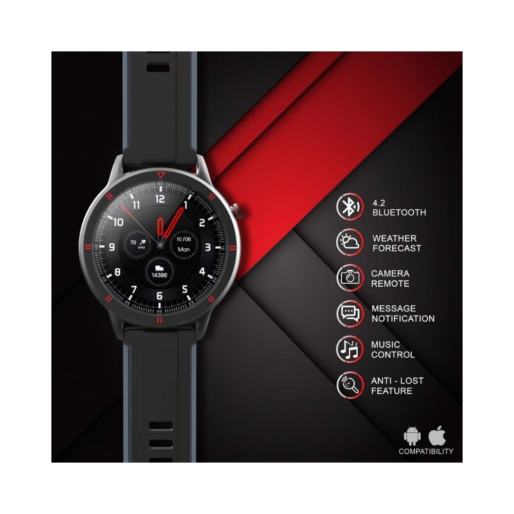 AQFIT W15 Fitness Smartwatch Activity Tracker, Waterproof, for Men and Women(Grey-Black)