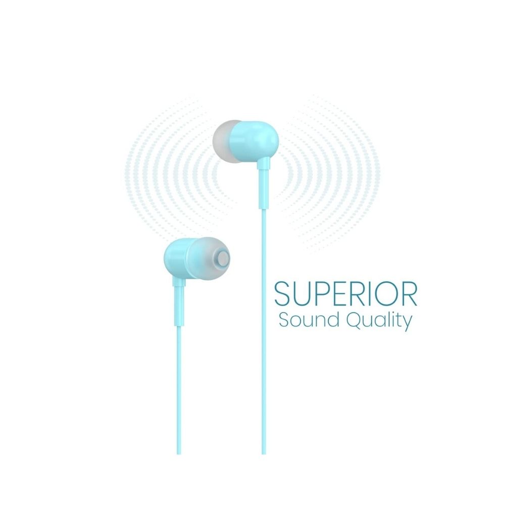 Portronics Conch 50 in-Ear Wired Earphone with Mic, 3.5mm Audio Jack(Light Blue)