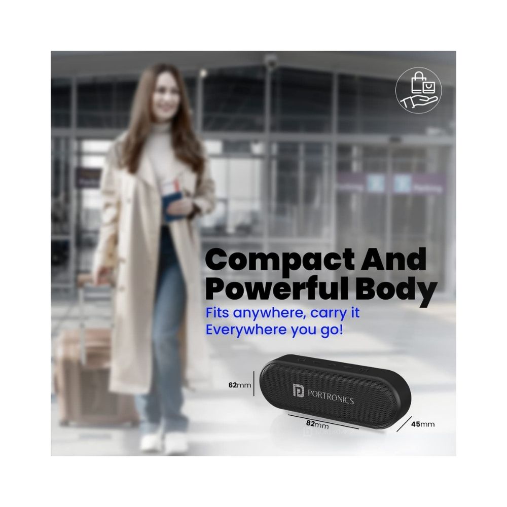 Portronics Phonic 15W Portable Wireless Bluetooth Speaker with TWS - (Black)