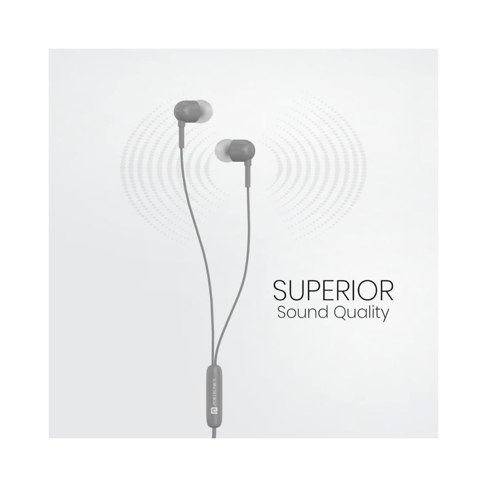 Portronics Conch 50 in-Ear Wired Earphone with Mic, 3.5mm Audio Jack(Grey)