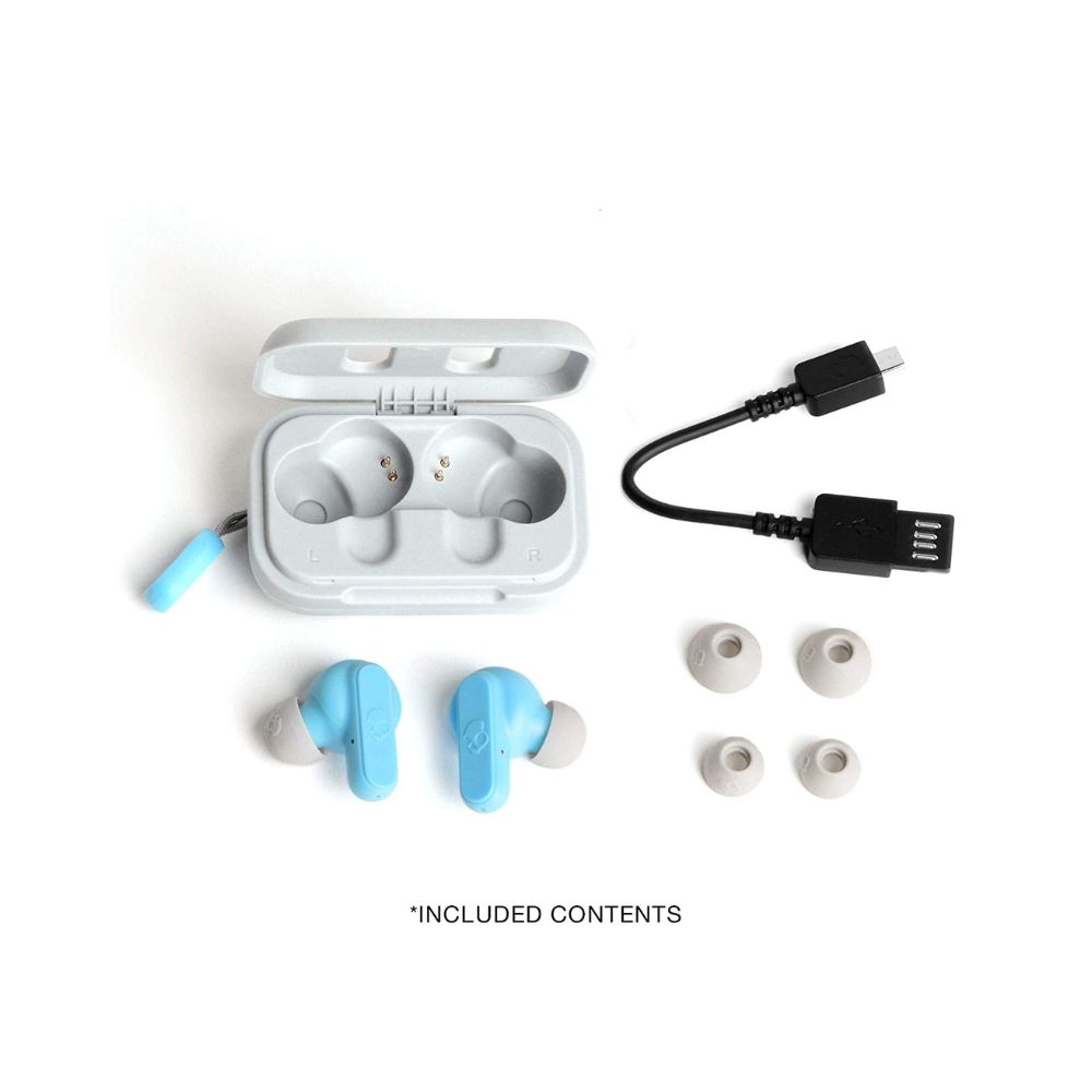Skullcandy Dime Bluetooth Truly Wireless In Ear Earbuds with Mic-(Light Gray Blue)