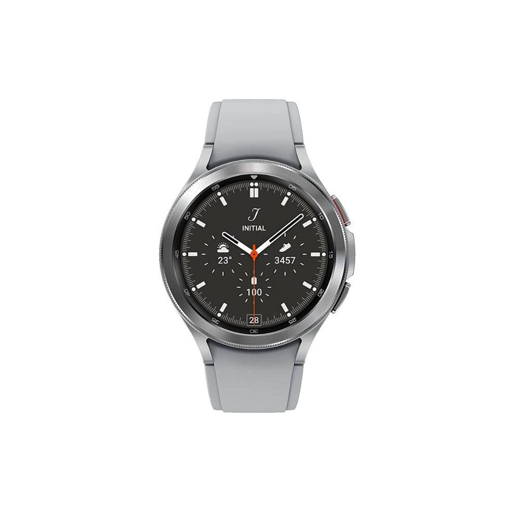 Samsung Galaxy Watch4 Classic Bluetooth (4.6cm) Smartwatch  (Silver Strap, Free Size)