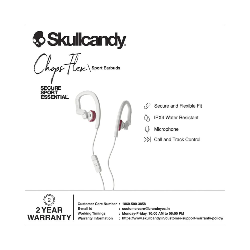 Skullcandy Chops Buds Flex Wired in Ear Earphones with Mic-(Gray)
