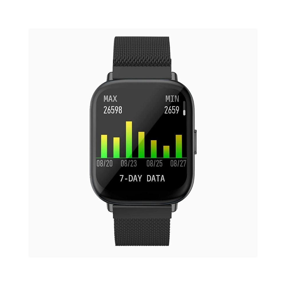 Zebronics Zeb-FIT5220CH Smart Fitness Watch, 2.5D Curved Glass 4.4cm Large Square Display - (Black Metal)