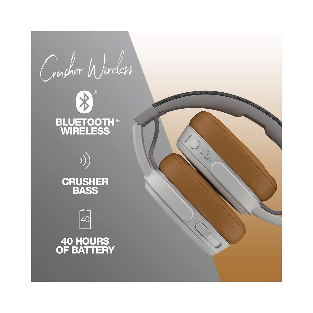 Skullcandy Crusher Wireless Over-Ear Headphone with Mic-(Gray/Tan)
