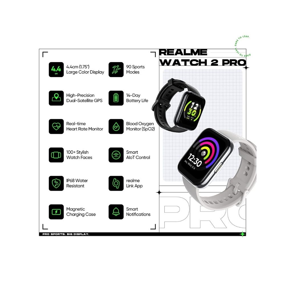 Realme Watch 2 Pro (Black Strap, Free Size)
