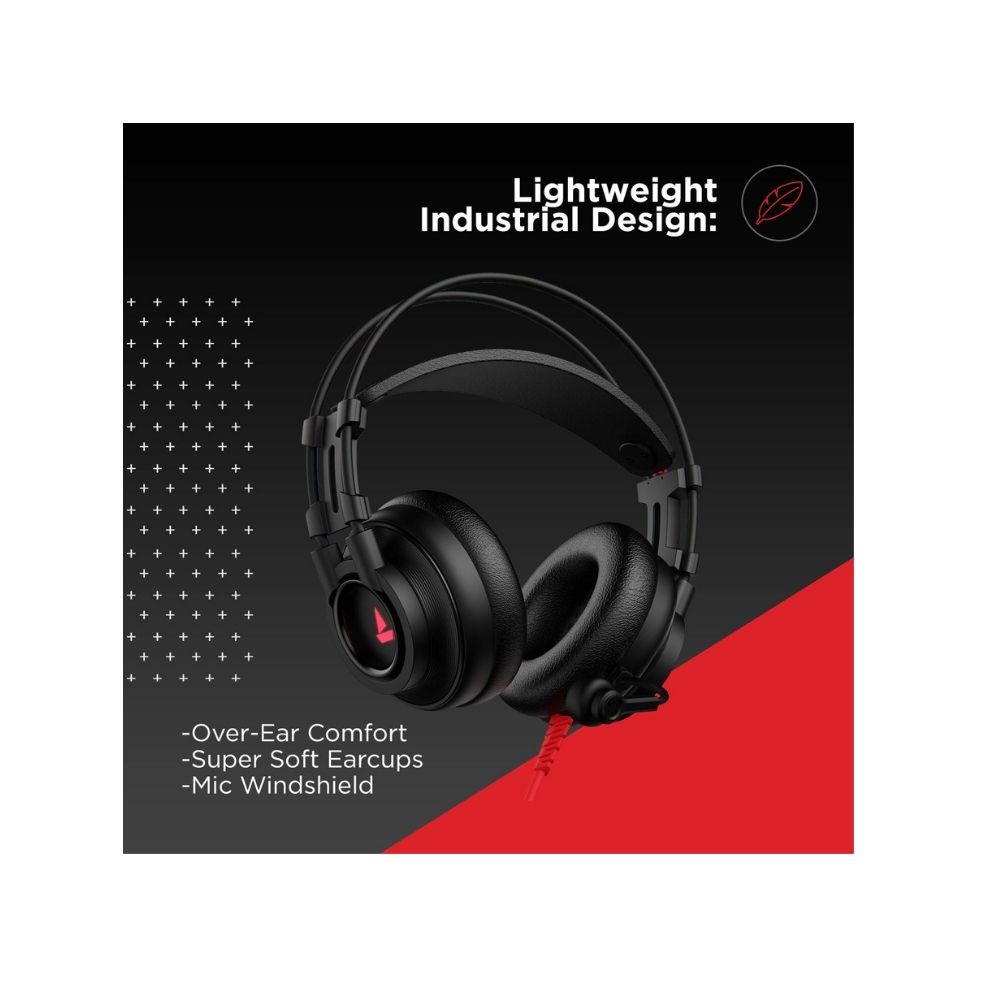 boAt Immortal IM-200 7.1 Wired Over Ear Headphone Channel USB Gaming Headphone with RGB Breathing LEDs & 50mm Drivers with mic (Active Black)