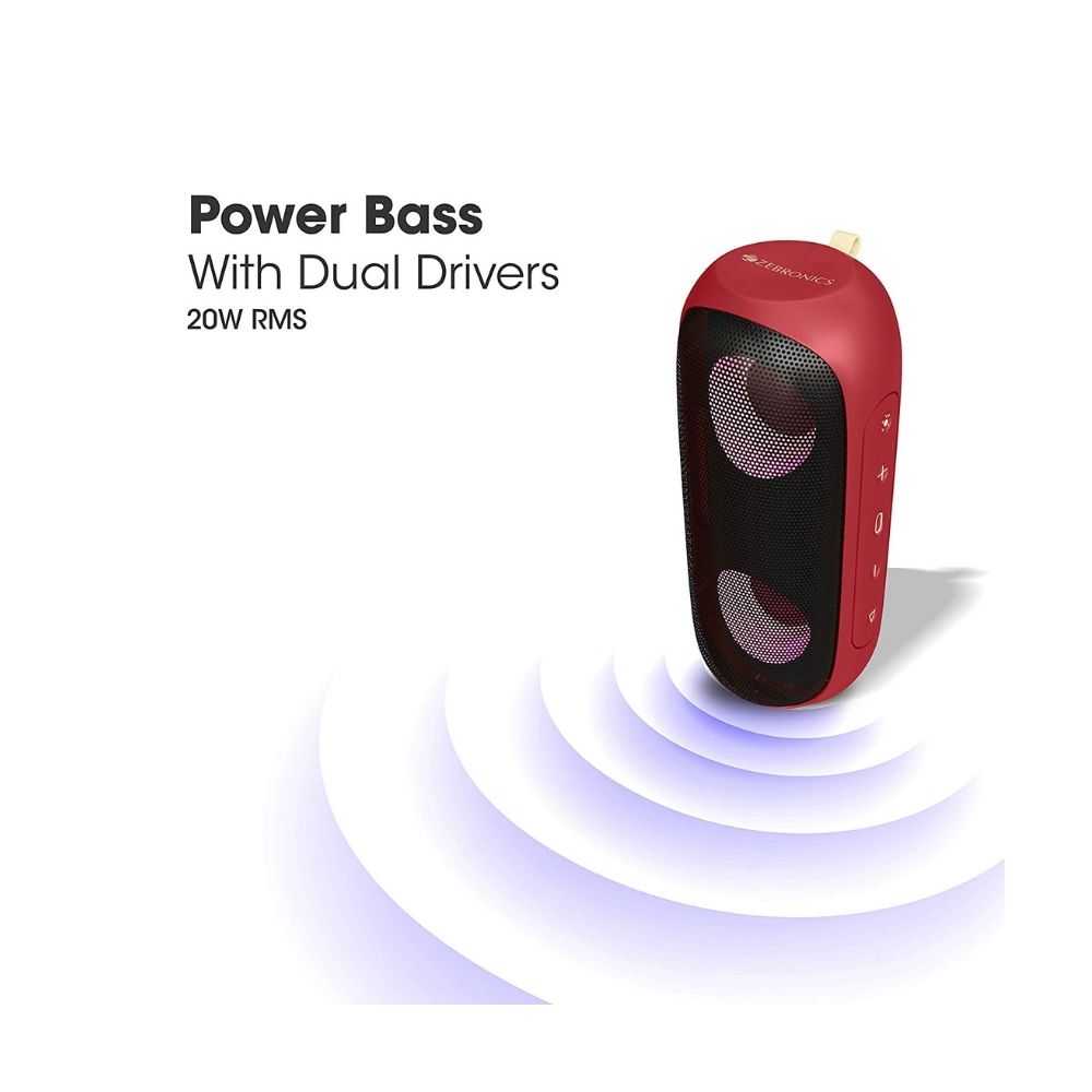 Zebronics Zeb Music Bomb X 20 W Bluetooth Speaker(Red, Stereo Channel)