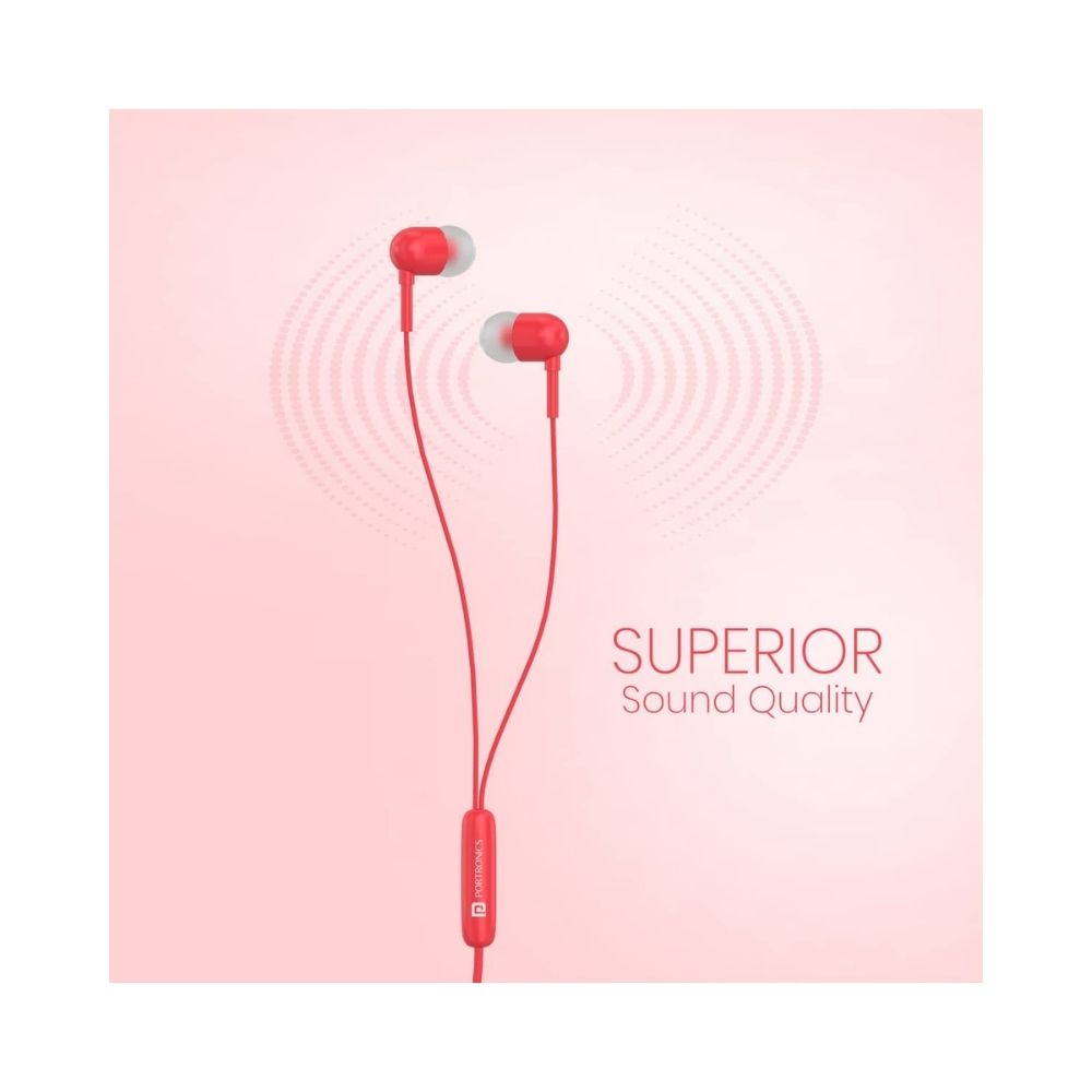 Portronics Conch 50 in-Ear Wired Earphone with Mic, 3.5mm Audio Jack(Red)
