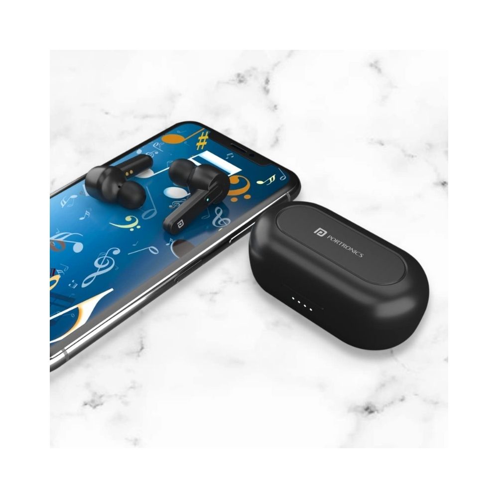 Portronics Harmonics Twins 24 Smart TWS Earbuds,Type-C Charging Port & Voice Assistant(Black)