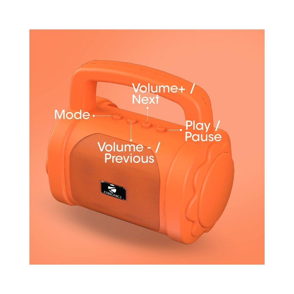 Zebronics Zeb-County 3 3 W Bluetooth Speaker (Orange, Stereo Channel)